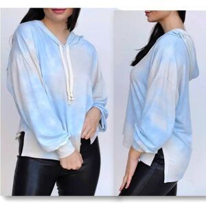 FOUND Women's Tie Dye Knit‎  Oversized High Low Knit Hoodie Sweater DropShoulder